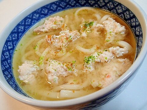 冷凍うどん&液みそで　鶏つみれ入り味噌うどん♬